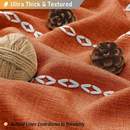 BTTN Small Boho Linen Heavy Duty Cloth Shower Curtain, 36x72, Burnt Orange