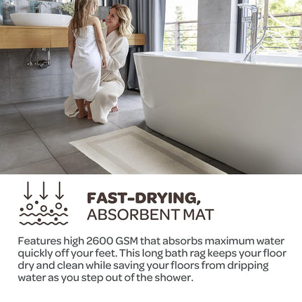 Alfombra de baño larga reversible Bedford Home 100 % algodón - Marfil - 24x60