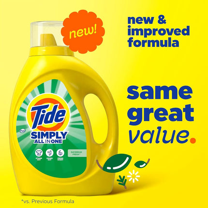 Tide Simply All-In-One Liquid Laundry Detergent, Daybreak Fresh Scent, 138 Loads, 182 fl oz