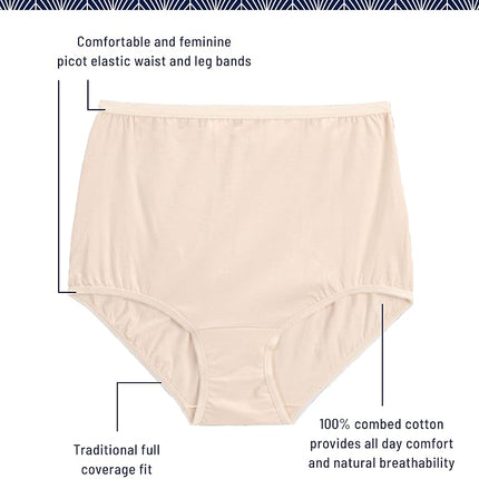 Vanity Fair Women's Underwear Perfectly Yours Traditional Cotton Brief Panties - blue - Large