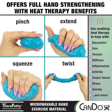CanDo Microwavable TheraPutty Exercise Material, Blue: Firm, 1 lb