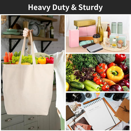 Segarty Canvas Tote Bag with Zipper, 6 PACK 19.7 x 15.7 inch Bags with Handles, 12 Oz Thick Reusable Washable Grocery Shopping Bags Plain Bags for Teacher DIY Art Crafts Painting Decoration