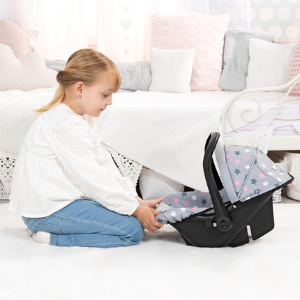 Bayer Design 67907AA Doll car seat, with sun canopy, adjustable handle, harness, for dolls up to 46 cm, attachable to Neo Vario, Xeo dolls prams, for children 3+ age