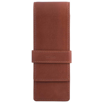 DiLoro Leather Triple Pen Case Pencil Pouch Holder