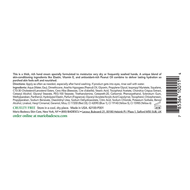 Mario Badescu elasto seamollient hand cream 8oz