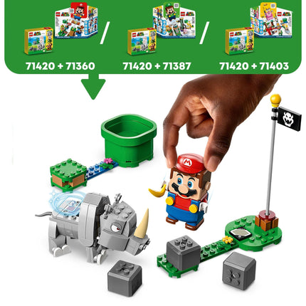 Set de expansión LEGO Super Mario Rambi el Rinoceronte 71420, set de construcción de juguete inspirado en el juego para combinar con un Pack Inicial, este juguete coleccionable de Super Mario Bros es un gran regalo para niños a partir de 7 años