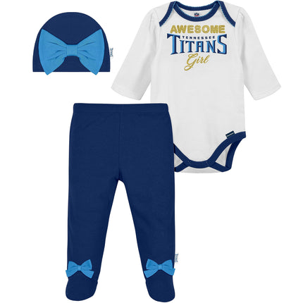 NFL Baby Girls' 3Pc Bodysuit, Footed Pant, & Cap S