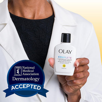 Olay Complete All Day Moisture Lotion UV Defense SPF 15, Sensitive Skin, 4 fl oz (118 ml) (1 pack)