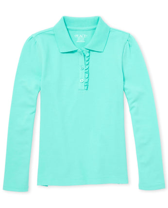 The Children's Place Girls' Long Sleeve Ruffle Piq