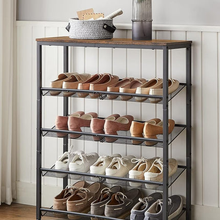 VASAGLE Shoe Rack, 5 Tier Shoe Storage Shelves, Shoe Racks Industrial