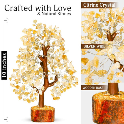 Citrine Crystal Stone - Gem Tree, Bonsai Tree of Life for Home, Meditation Accessories, Positive Energy, Arbol De La Abundancia