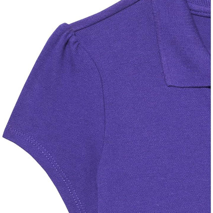 The Children's Place Girls Short Sleeve Ruffle Pique Polo, 3 Pack, Aurora Pink/Regal Violet/White, Small