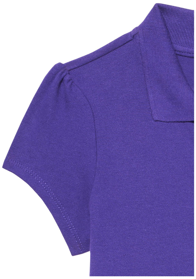 The Children's Place Girls Short Sleeve Ruffle Pique Polo, 3 Pack, Aurora Pink/Regal Violet/White, Small