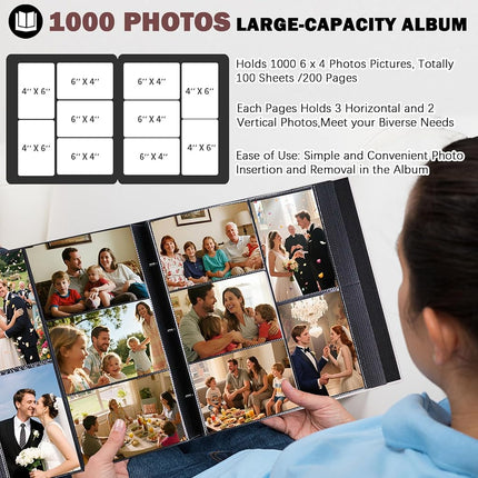 Ruibytree Large Capacity Photo Album 4x6 Photos 1000 Pockets, Beige