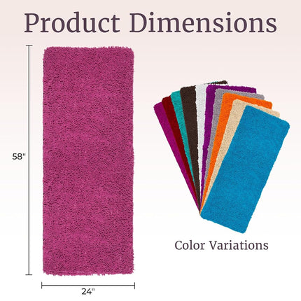 Bedford Home Memory Foam Shag Bath Mat 2-Feet by 5-Feet, Pink