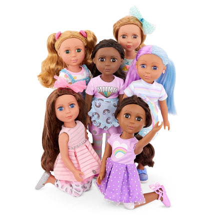 Glitter Girls – 14-Inch Fashion Doll – Brown Hair & Blue Eyes – Pink Dress, Glittery Shoes & Hairbow – Dolls for Girls 3+ Years – Bluebell