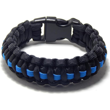 Paracord Survival Bracelet Black Thin Blue Line Police