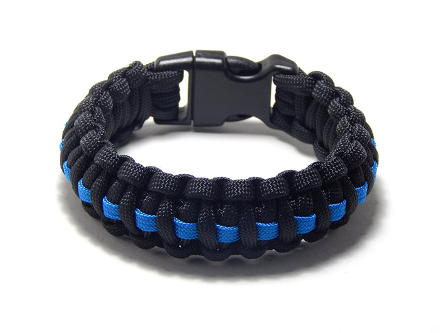 Paracord Survival Bracelet Black Thin Blue Line Police