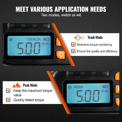 VEVOR Digital Torque Wrench, 1/4" Drive Torque Screwdriver with LCD, 2.65-70.67 in-lbs Torque Range, 0.01 N.m Increment Torque Screwdriver with Bits & Case