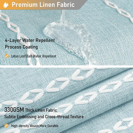 BTTN 54x78 Boho Farmhouse Linen Heavy Duty Shower Curtain Set, Fog Blue