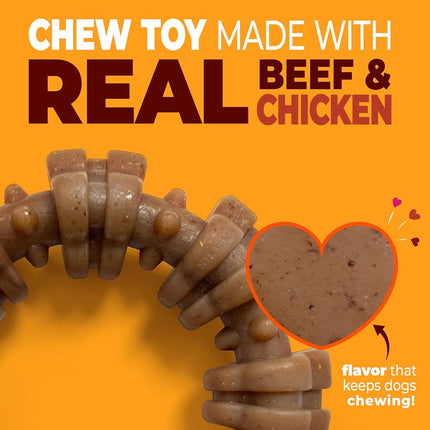 Nylabone Strong Chew Ring Dog Chew Toy Made with Real Beef & Chicken