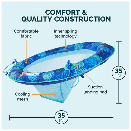 SwimWays Elite Spring Float Papasan Pool Lounger, Inflatable Pool Floats with Fast Inflation, Pool Lounge Chair for Adults up to 250 lbs