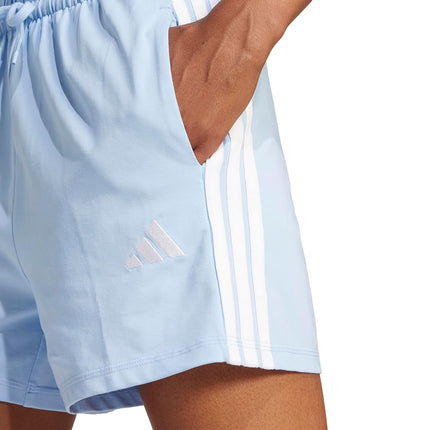 adidas Women's Essentials 3-Stripes Cotton Shorts, Blue/White, XXS