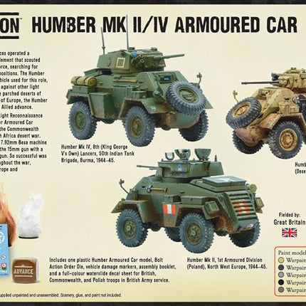 British Army Humber MK II/IV Armoured Car 1:56 Plastic Model Bolt Action