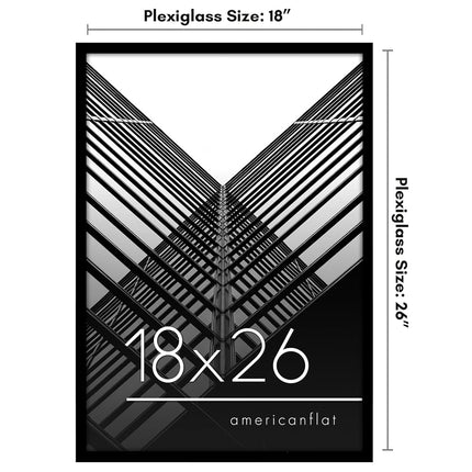 Americanflat 18x26 Poster Frame in Black - Thin Border Photo Frame with Polished Plexiglass - Wall Picture Frame with Hanging Hardware Included for Horizontal or Vertical Display Format