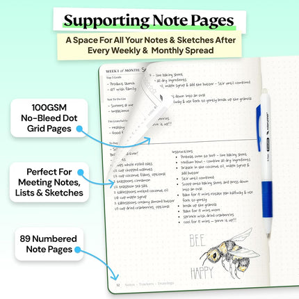Roterunner Purpose Planner Notebook A5 5.8”x8.3” Undated Daily Planner 2024-2025 Daily Weekly and Monthly Productivity Goal Setting Tool for Work Home ADHD Planner for Adults Self Care Journal (Green