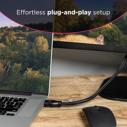 GE UltraPro 8K HDMI 2.1 Cable with Ethernet, 1.5ft, Ultra High-Speed 48Gbps, Supports 8K@60Hz, 4K@120Hz, HDR, eARC, Dolby Atmos, Braided Black, 84679