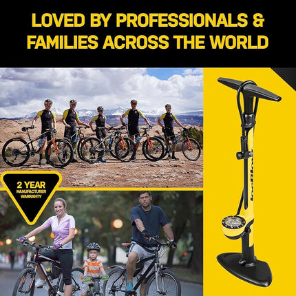 Topeak Joe Blow Sport III High Pressure Floor Pump,Yellow