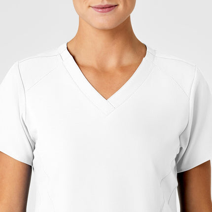 WonderWink 6155AWHITMD W123 Women's Stylized V-Neck Top, White, Standard-M Size