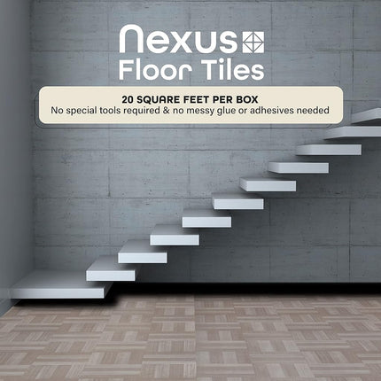 Nexus Self Adhesive 12-Inch Vinyl Floor Tiles, 20 Tiles - 12" x 12", Ash Grey Wood Pattern - Peel & Stick, DIY Flooring for Kitchen, Dining Room, Bedrooms & Bathrooms by Achim Home Decor