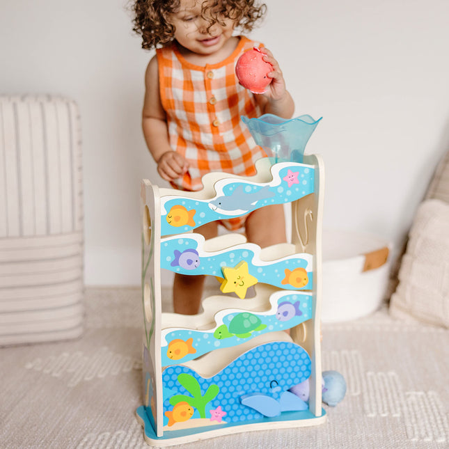 Melissa & Doug Rollables Wooden Ocean Slide Infant and Toddler Toy (5 Pieces) Ocean Themed Toys For Toddlers, Early Learning Toys For Infants And Toddlers Ages 1+ - FSC Certified - FSC Certified