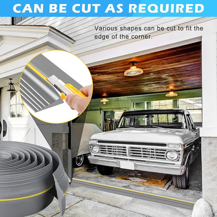 Papillon Universal Garage Door Bottom Threshold Seal Strip,Weatherproof Rubber DIY Weather Stripping Replacement, Not Include Sealant/Adhesive (20Ft, Grey)