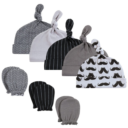 Hudson Baby Unisex Baby Cotton Cap and Scratch Mit