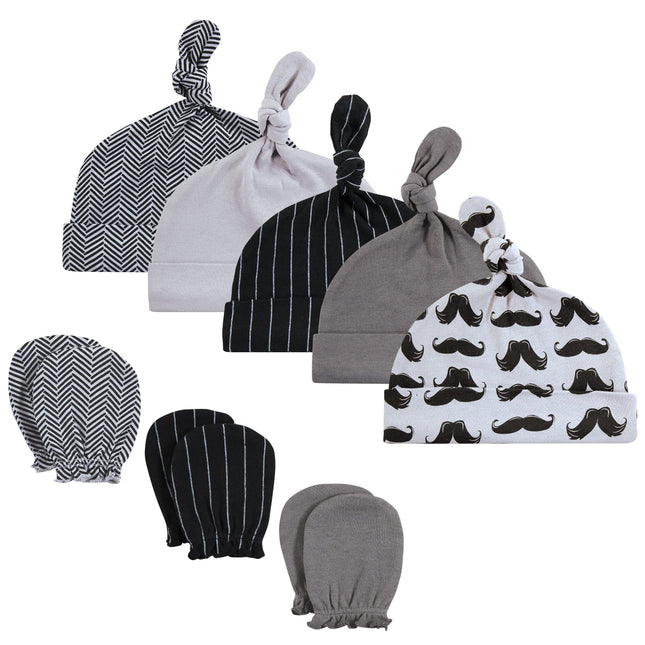 Hudson Baby Unisex Baby Cotton Cap and Scratch Mit