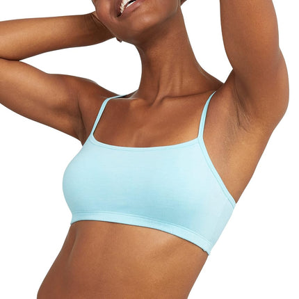 Hanes Women's Cotton String Bralette (3 Pack), Denim Jacket/Concrete Heather/Ultra Blue, M