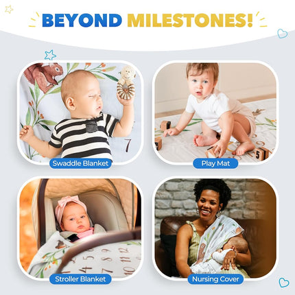 Baby Monthly Milestone Blanket, Soft Woodland Photo Blanket for Baby Boy & Baby Girl, Nursery Bed Blanket, Newborn Essentials, Baby Registry Must Haves