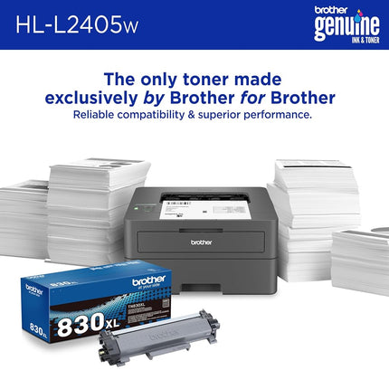 Brother HL-L2405W Compact Wireless Monochrome Laser Printer with Mobile Printing, Black and White Edition, Includes Upgrade Subscription Test (1), Amazon Dash Replenishment Ready