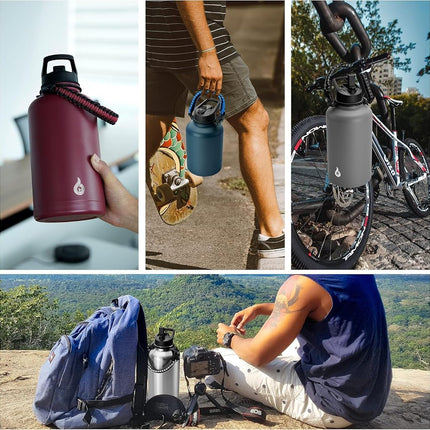 BJPKPK 64oz Insulated Water Bottle, Half Gallon Water Jug with Straw Lid