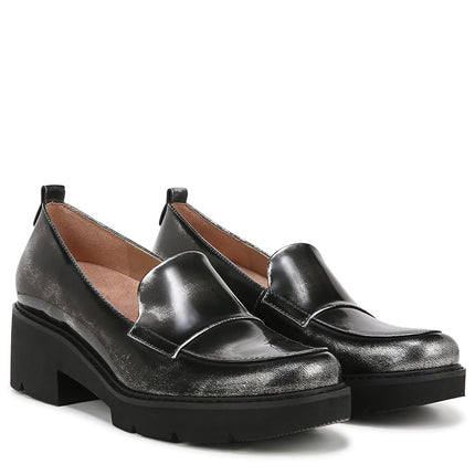Naturalizer Women's Classic Loafer, Black/Silver, 9.5 Wide