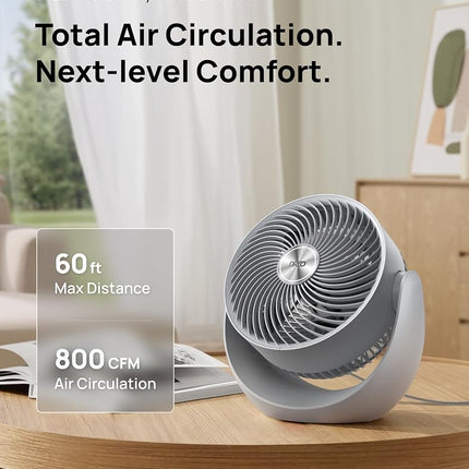 Dreo Desk Fan for Bedroom, 11 Inch Table Fans, 30ft Strong Airflow, 120° Vertical Manual, 3 Speeds, 28dB Quiet Air Circulator Fan，Grey