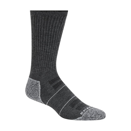 Skechers Men's 6 Pack Work Crew Socks, Grey Heather/Steel Grey, 43-47