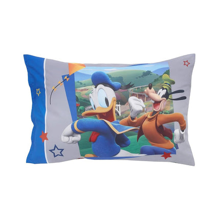 Disney Mickey Mouse Having Fun Super Soft 2 Piece Toddler Sheet Set, White/Grey/Blue/Red