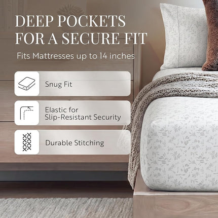 Linen Market 4 Piece King Size Sheets (Gray Vines) - Sleep Better Than Ever with These Ultra-Soft & Cooling King Sheets for Your King Size Bed - Deep Pocket Fits 16" Mattress
