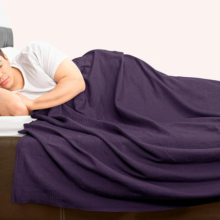 Utopia Bedding Premium Cotton Blanket Full/Queen Plum - Soft Breathable Thermal Blanket - Ideal for Layering Any Bed