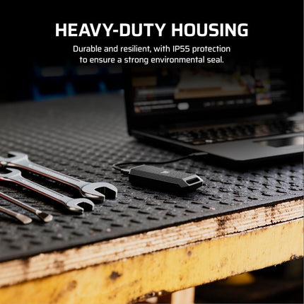 Corsair EX400U SURVIVOR 2TB USB4 External SSD – Up to 4000 MB/s, IP55 Rugged Drive, Plug & Play for PC, Mac & iPad – Black