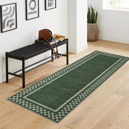 GarveeHome Washable Runner Rug 2x10 Modern Bordered Hallway Runner Rug